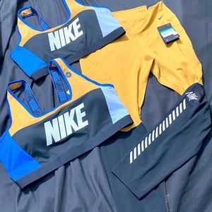 Brand new Nike Dri-fit leggings and matching (2) sports bras size XL